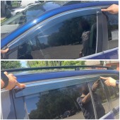 Дефлектор вікна для Volkswagen Touran 2003-2015 (довгі задні) з нерж. хром полоскою